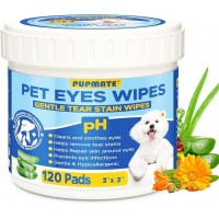 Eyes Wipes for Dogs & Cats | Face Tear Stain Remover | Gentle and pH Balanced | Aloe Pet Grooming Deodorizing Wipes for White Dogs Eye Debris, Discharge, Mucus, Crust 120pcs
