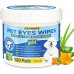 Eyes Wipes for Dogs & Cats | Face Tear Stain Remover | Gentle and pH Balanced | Aloe Pet Grooming Deodorizing Wipes for White Dogs Eye Debris, Discharge, Mucus, Crust 120pcs